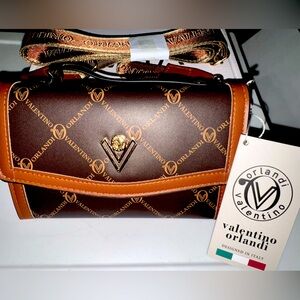 NWT Valentino Orlandi crossbody wallet, beautiful dark and light brown color